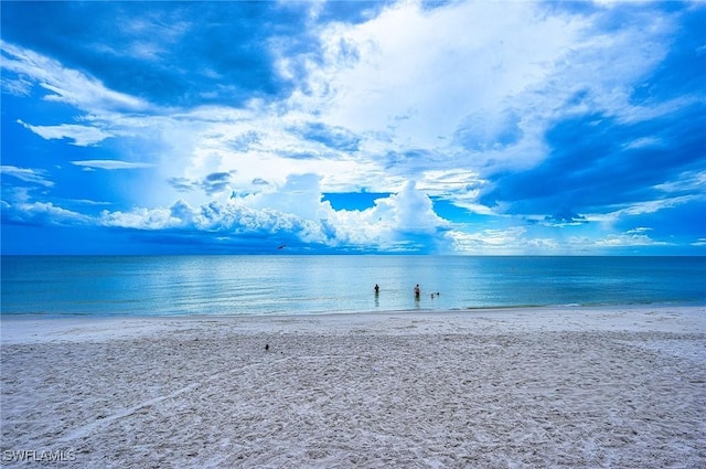 view of water feature with a view of the beach