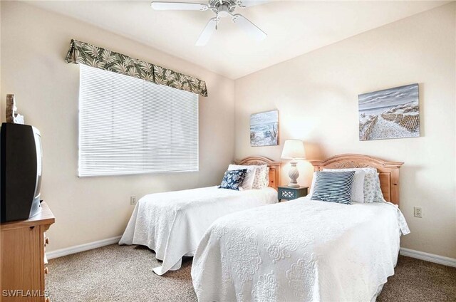 bedroom with carpet and ceiling fan