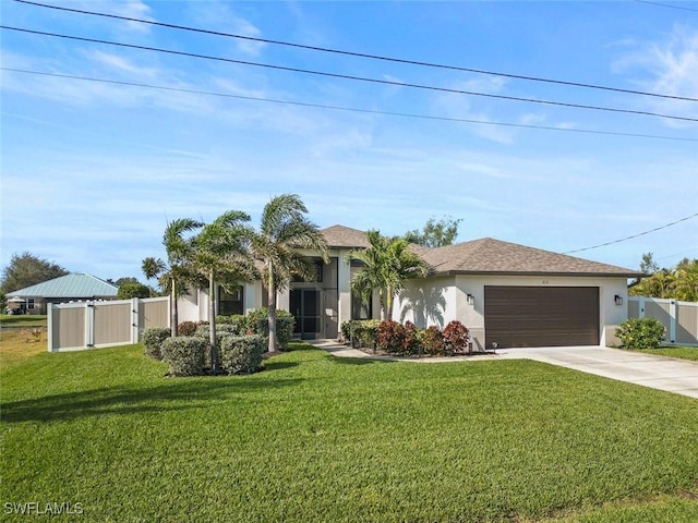 view of front facade featuring a garage and a front yard