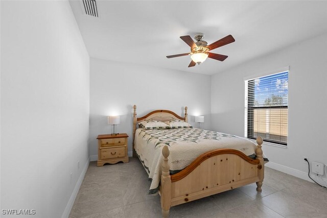 bedroom featuring ceiling fan