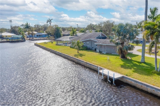 exterior space with a water view