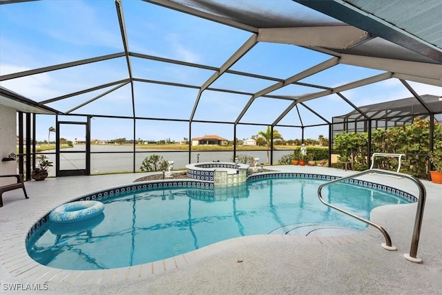 view of pool featuring a patio area and a lanai