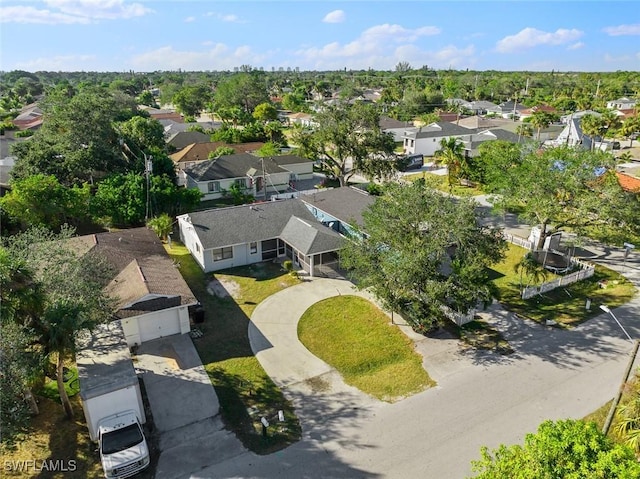 aerial view with a residential view