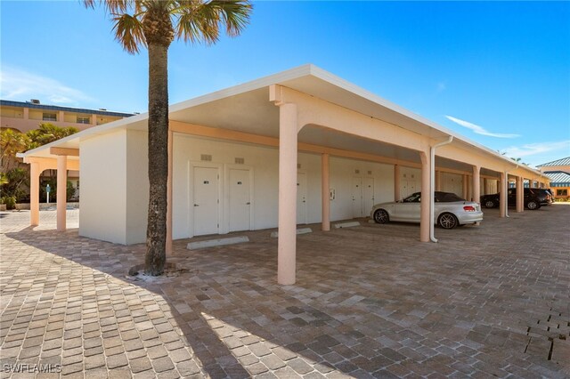 garage with a carport