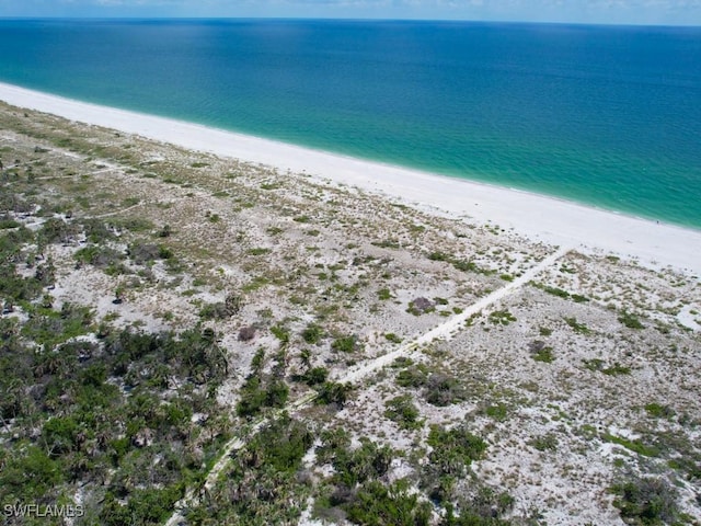 property view of water featuring a beach view