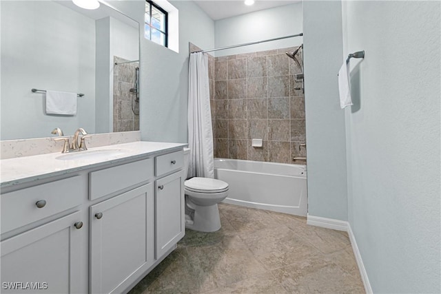 full bathroom featuring vanity, toilet, and shower / bath combo with shower curtain