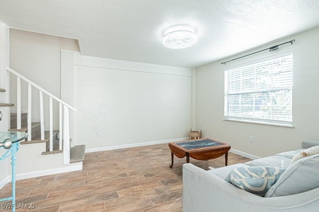 living room with light wood-type flooring