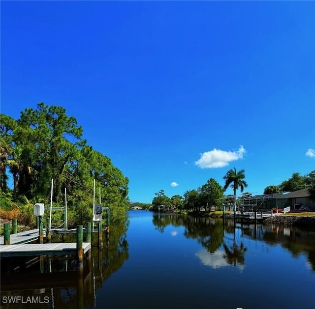 property view of water with a boat dock