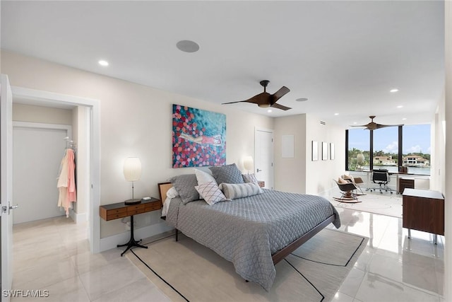 bedroom featuring ceiling fan