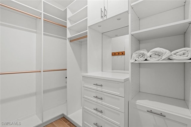 spacious closet featuring light hardwood / wood-style floors