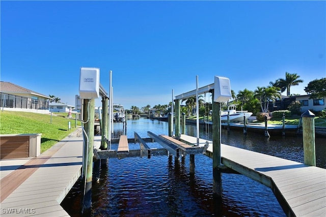 view of dock featuring a water view