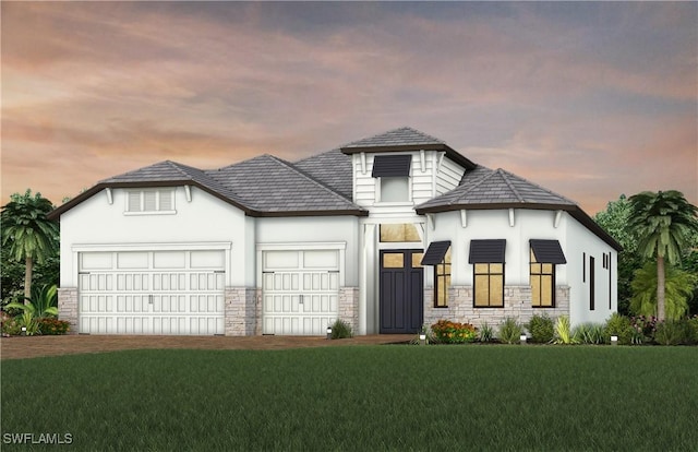 1845 Verada Ct, Naples, FL 34120 - view of front of house featuring a yard and a garage