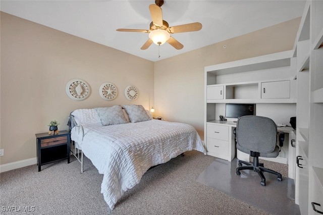 bedroom with carpet floors and ceiling fan