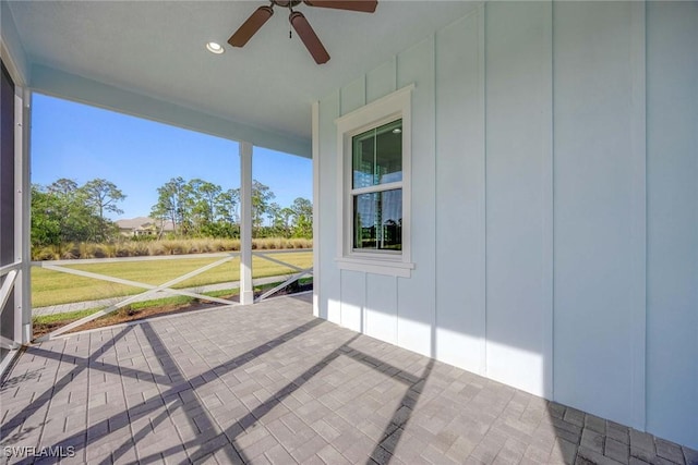 view of patio with ceiling fan