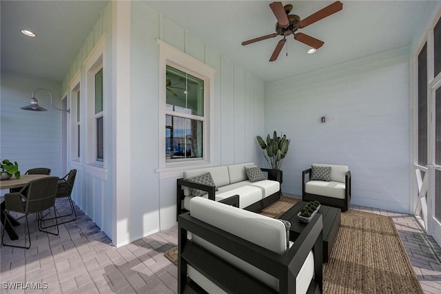 view of patio / terrace with outdoor lounge area and ceiling fan