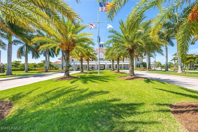 view of home's community featuring a lawn