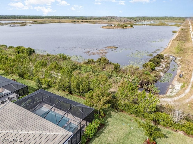 bird's eye view featuring a water view