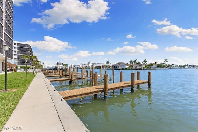 view of dock featuring a water view