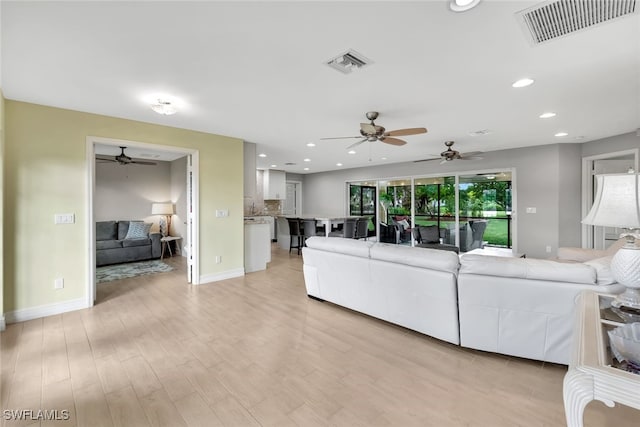 living room with light wood-type flooring