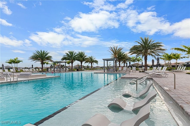 view of pool featuring a patio area