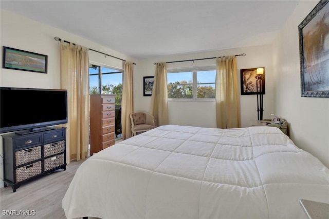 bedroom with light hardwood / wood-style flooring