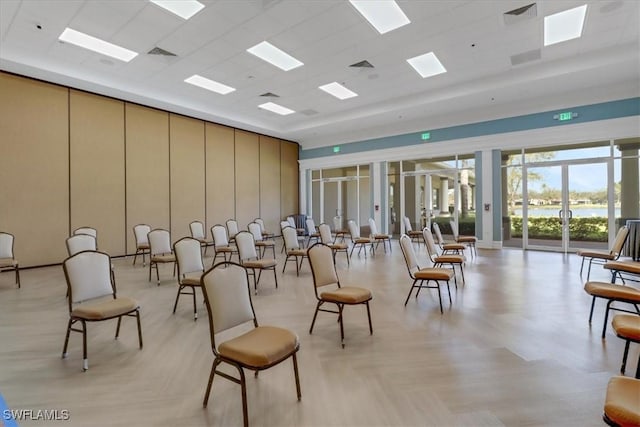 community lobby featuring a water view