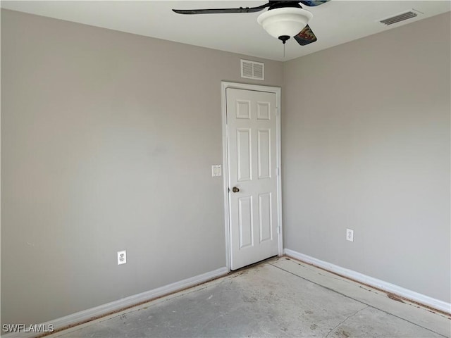 spare room featuring ceiling fan