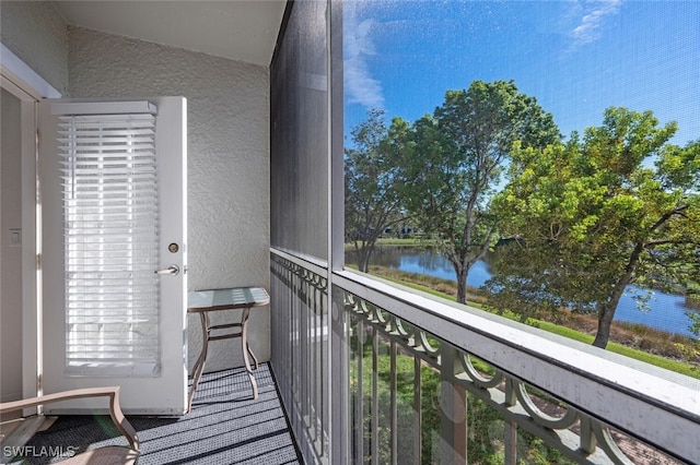 balcony with a water view