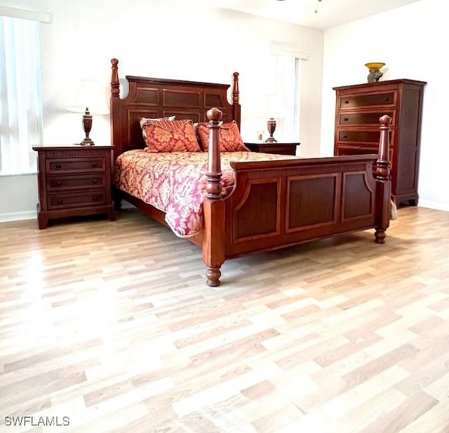 bedroom featuring light hardwood / wood-style floors