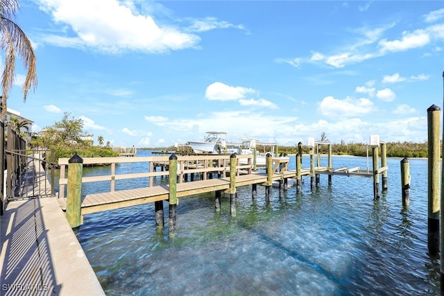 dock area featuring a water view