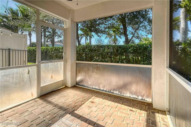 view of unfurnished sunroom