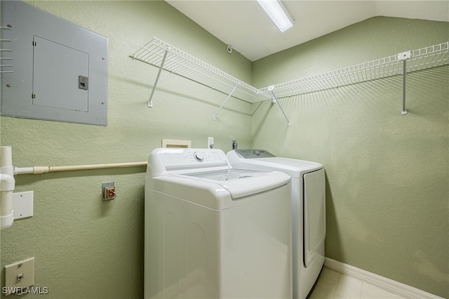 washroom featuring electric panel and independent washer and dryer