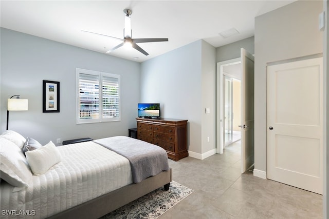 bedroom featuring ceiling fan