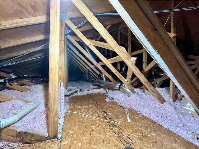 view of unfinished attic