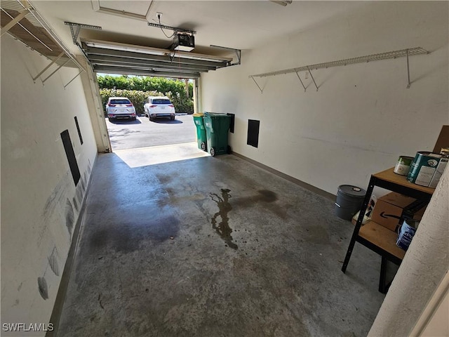 garage with a garage door opener