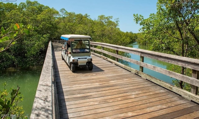 view of dock featuring a water view