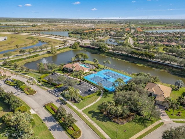 bird's eye view featuring a water view