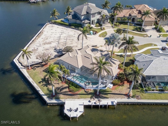 bird's eye view featuring a water view