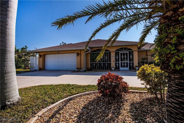 single story home featuring a garage