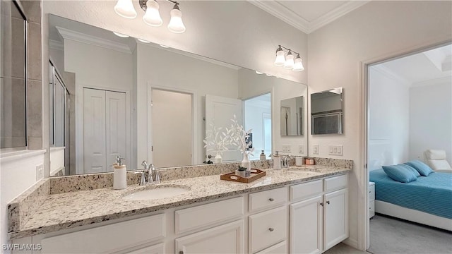 bathroom featuring vanity and crown molding