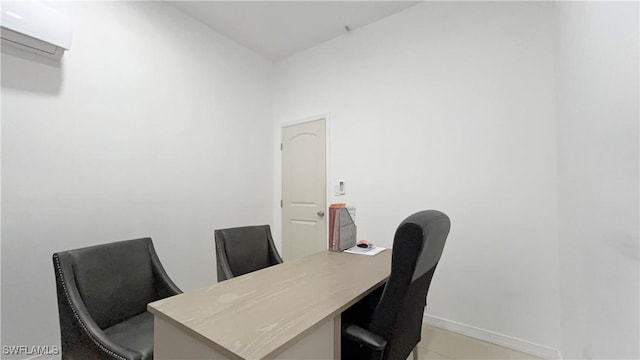 office space with a wall mounted air conditioner