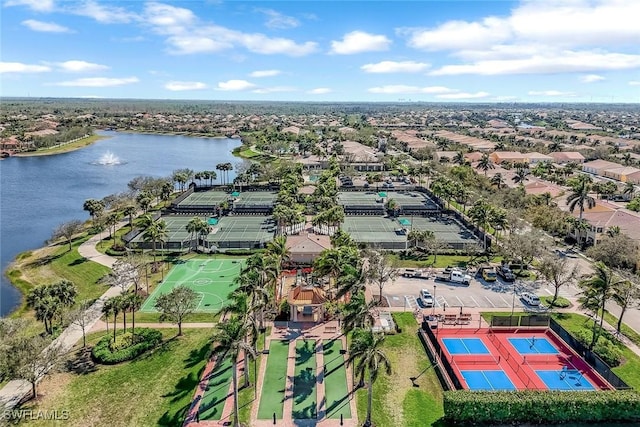 bird's eye view featuring a water view