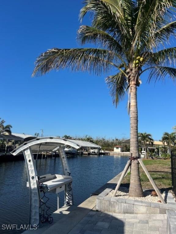 view of water feature featuring a dock