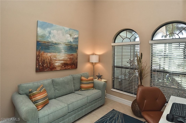 view of tiled living room