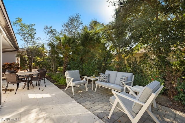 view of patio / terrace featuring an outdoor living space