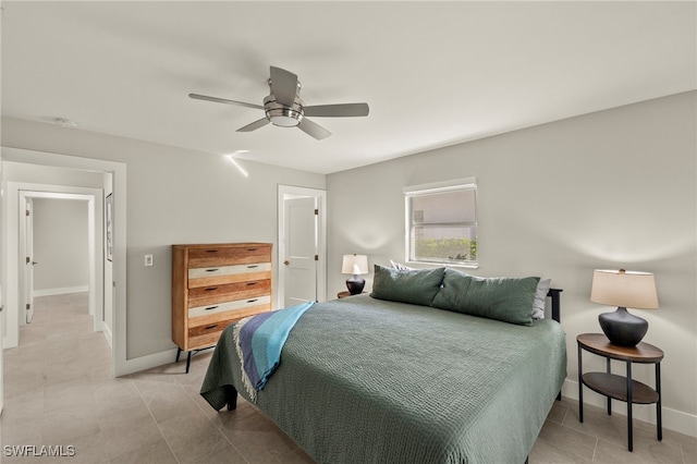 bedroom featuring ceiling fan