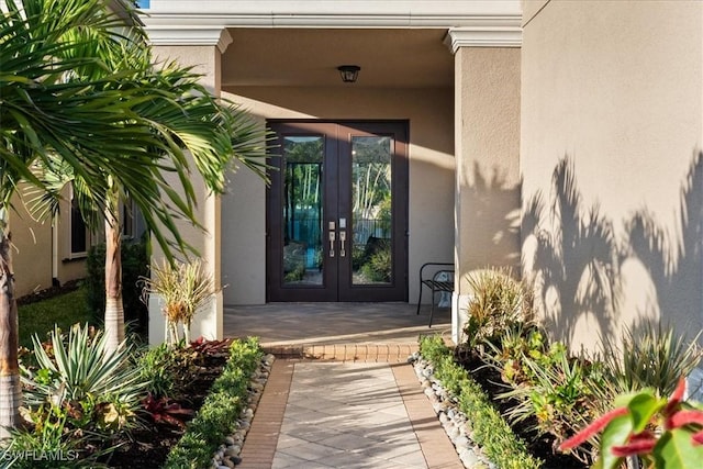 property entrance with french doors