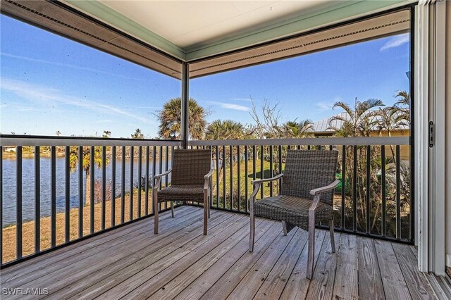 deck with a water view