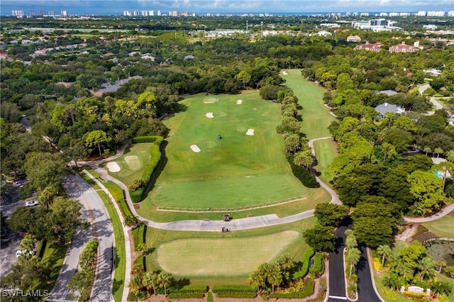 aerial view featuring golf course view