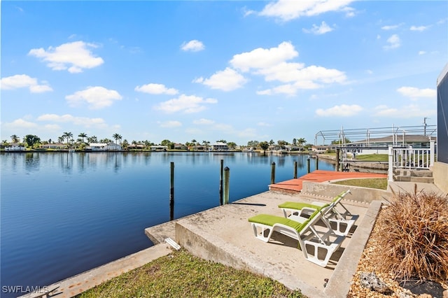 dock area featuring a water view